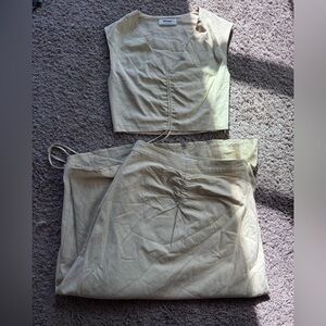 Showpo Cream Linen Blend Top and Skirt Set